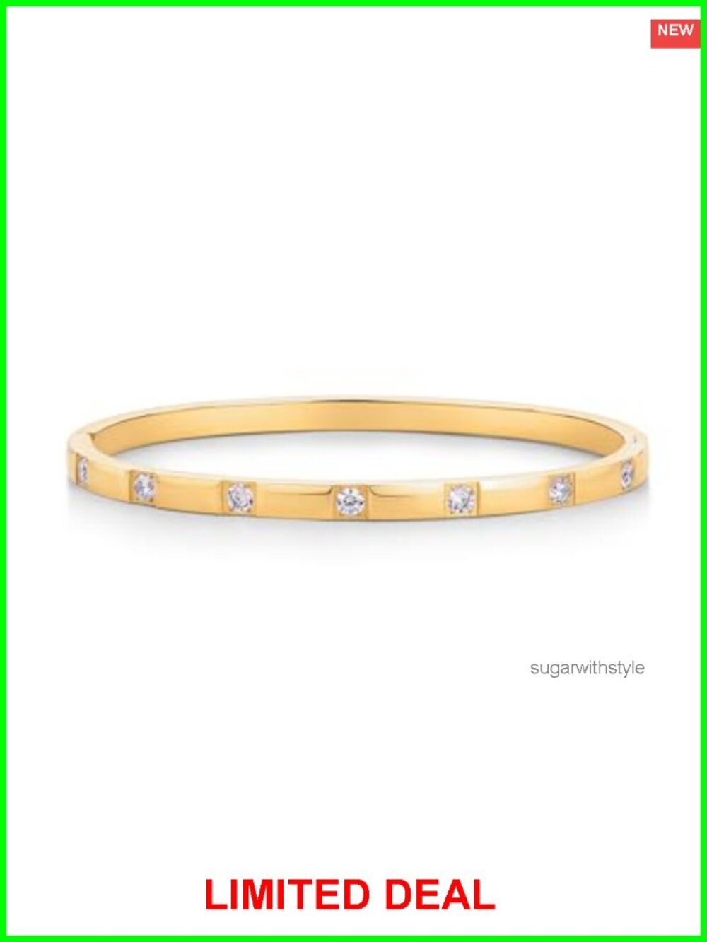 14K Gold Plated CZ Thin Love Bangle Bracelet Waterproof Hypoallergenic Gift for